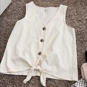 Old Navy Ivory Sleeveless Tie-Front Blouse